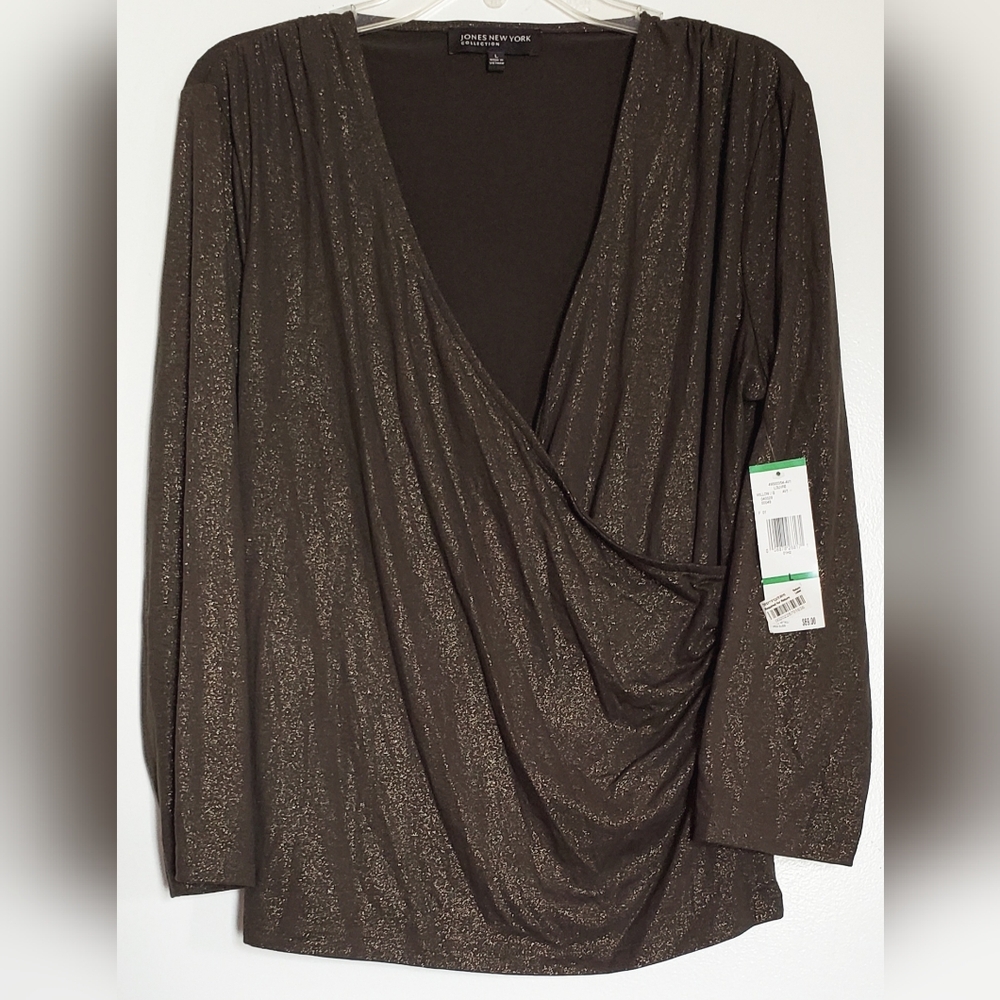 Jones New York Women's Shimmering Olive Blouse
